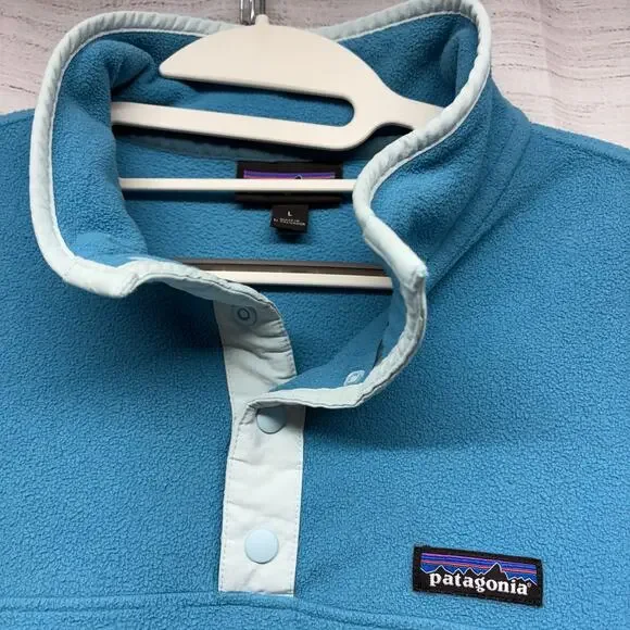 Patagonia Worn Wear Micro D Snap-T Fleece Sweatshirt Blue Size L - Picture 2 of 12